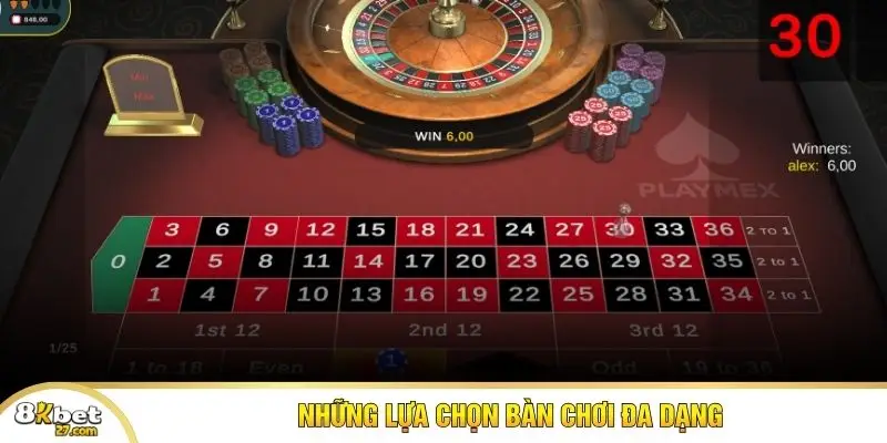 Những lựa chọn bàn chơi đa dạng